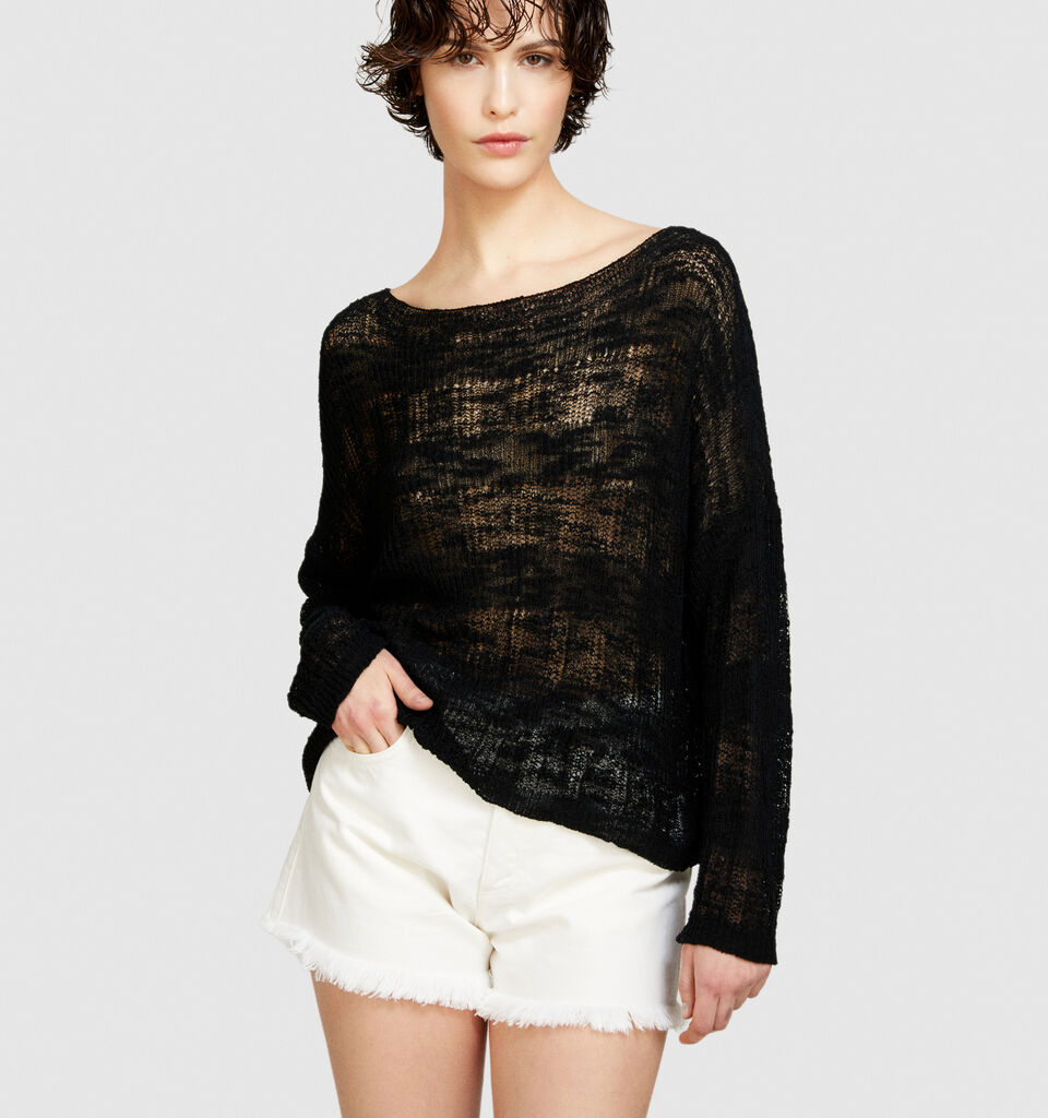 Boat neck sweater - women's boat neck sweaters - Black | Sisley image number 4